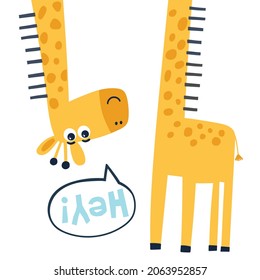 cute hand drawn vector giraffe for kids apparels