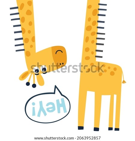 cute hand drawn vector giraffe for kids apparels