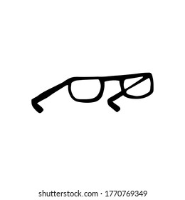 Frisch gezeichnete Vektorbrille. Handgezeichnete Vektordoodle-Illustration einzeln auf weißem Hintergrund.