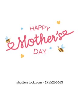 Cute hand drawn vector greeting card for Mother's Day celebration. 'Happy Mother's Day' lettering on white background.