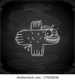 Cute Hand Drawn Vector illustration, Vintage Blackboard Texture Background. Chalkboard illustration variant.