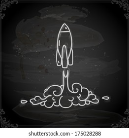 Cute Hand Drawn Vector illustration, Vintage Blackboard Texture Background. Chalkboard illustration variant.