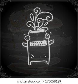 Cute Hand Drawn Vector illustration, Vintage Blackboard Texture Background. Chalkboard illustration variant.