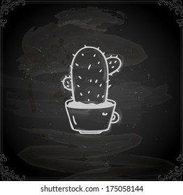 Cute Hand Drawn Vector illustration, Vintage Blackboard Texture Background. Chalkboard illustration variant.