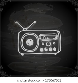 Cute Hand Drawn Vector illustration, Vintage Blackboard Texture Background. Chalkboard illustration variant.