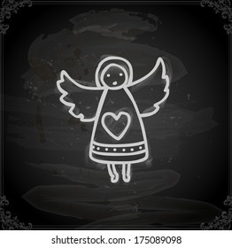 Cute Hand Drawn Vector illustration, Vintage Blackboard Texture Background. Chalkboard illustration variant.