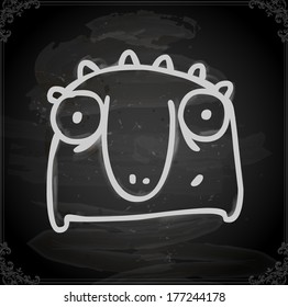 Cute Hand Drawn Vector illustration, Vintage Blackboard Texture Background. Chalkboard illustration variant. 
