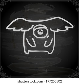 Ilustração de vetor desenhado à mão bonito, fundo de textura de quadro negro vintage. Variante de ilustração de quadro-negro. 
