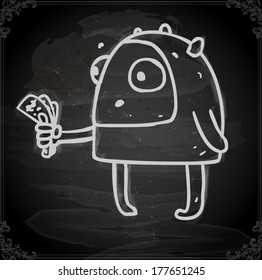 Cute Hand Drawn Vector illustration, Vintage Blackboard Texture Background. Chalkboard illustration variant.