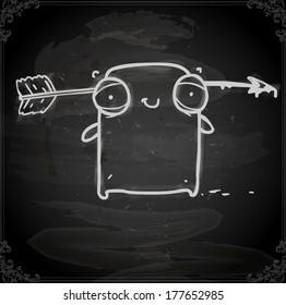 Ilustración de vectores con dibujos a mano, fondo de textura de pizarra vintage. Variante de la ilustración del tablero de cambios. 