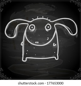 Cute Hand Drawn Vector illustration, Vintage Blackboard Texture Background. Chalkboard illustration variant. 