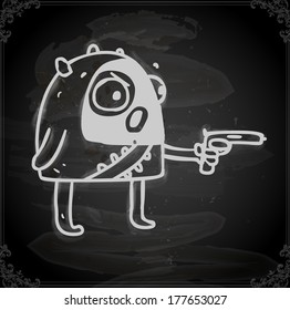Cute Hand Drawn Vector illustration, Vintage Blackboard Texture Background. Chalkboard illustration variant. 