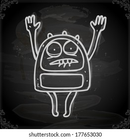 Cute Hand Drawn Vector illustration, Vintage Blackboard Texture Background. Chalkboard illustration variant. 