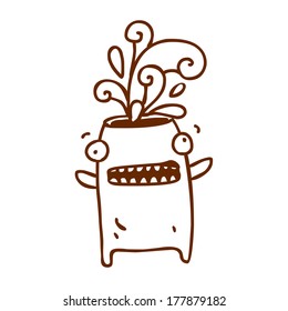 Cute Hand Drawn Vector illustration, black and white outline vector variant.