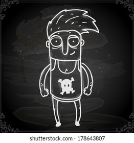 Cute Hand Drawn Vector illustration, Vintage Blackboard Texture Background. Chalkboard illustration variant.
