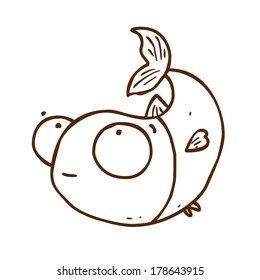 Cute Hand Drawn Vector illustration, black and white outline vector variant.
