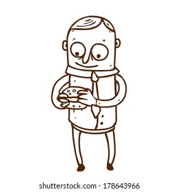 Cute Hand Drawn Vector illustration, black and white outline vector variant.
