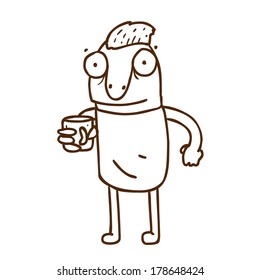 Cute Hand Drawn Vector illustration, black and white outline vector variant.