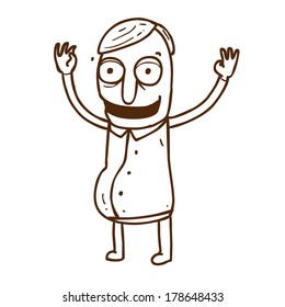 Cute Hand Drawn Vector illustration, black and white outline vector variant.
