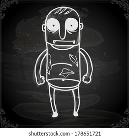 Cute Hand Drawn Vector illustration, Vintage Blackboard Texture Background. Chalkboard illustration variant.