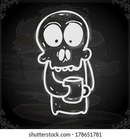 Cute Hand Drawn Vector illustration, Vintage Blackboard Texture Background. Chalkboard illustration variant.