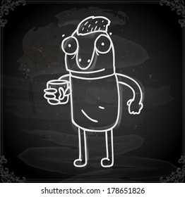 Cute Hand Drawn Vector illustration, Vintage Blackboard Texture Background. Chalkboard illustration variant.