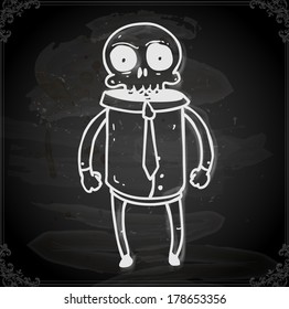 Cute Hand Drawn Vector illustration, Vintage Blackboard Texture Background. Chalkboard illustration variant. 