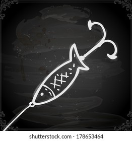 Cute Hand Drawn Vector illustration, Vintage Blackboard Texture Background. Chalkboard illustration variant. 