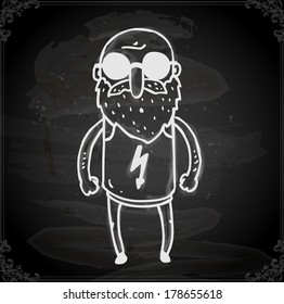 Cute Hand Drawn Vector illustration, Vintage Blackboard Texture Background. Chalkboard illustration variant.