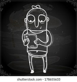Cute Hand Drawn Vector illustration, Vintage Blackboard Texture Background. Chalkboard illustration variant.