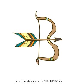 Cute Hand Drawn Vector illustration, bow and arrow in doodle style
