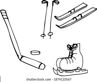 Cute hand drawn vector illustration. Winter elements for greeting cards, posters, stickers and seasonal design. Isolated on white background