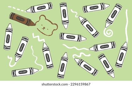 Cute hand drawn vector illustration of colored crayons