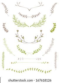 Cute Hand Drawn Vector Laurel Branches, Leaves, and Frames Collection. Perfect for Wedding Designs