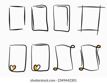Cute Hand Drawn Vector. Line Art Border