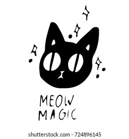 Cute hand drawn vector magic cat