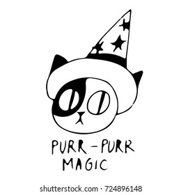 Cute hand drawn vector magic cat