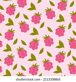 Cute hand drawn vector raspberry seamless pattern