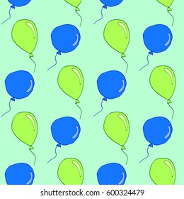 Cute hand drawn vector seamless pattern with doodle balloons. Background illustration