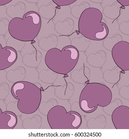 Cute hand drawn vector seamless pattern with doodle balloons. Background illustration