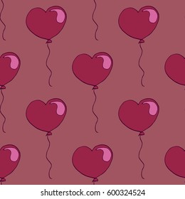 Cute hand drawn vector seamless pattern with doodle balloons. Background illustration