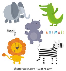 Cute hand drawn vector sketch of a cute Animals. Vector Illustration