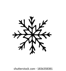 Ilustración de copo de nieve con vector dibujado a mano. Imágenes prediseñadas aisladas en fondo blanco. Ilustración de alta calidad para decoración, decoración navideña, impresión, postales.