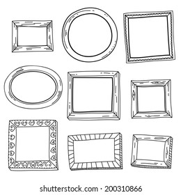 Cute hand drawn vector vintage frames 