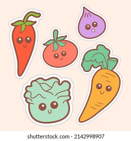 Cute hand drawn vegetable stickers