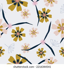 Cute hand drawn vintage floral pattern seamless  background vector illustration for fashion,fabric,wallpaper and print design
