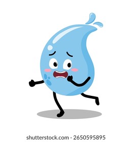 Cute Hand Drawn Water Drop Running Away Terrified