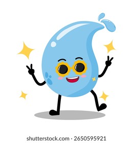 Cute Hand Drawn Water Drop Peace Sign Pose for Camera