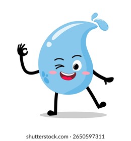 Cute Hand Drawn Water Drop Giving Okay Sign