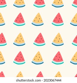 Cute a mano el diseño vectorial de la sandía de frutos sin costura. Fondo de fruta.